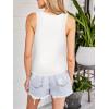CUPSHE Tank Tops for Women Built-in Bra Sleeveless Padded Ribbed Fitted Top Casual Shirts Basic Cami Tops Vacation Outfits(White)