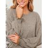 CUPSHE Tops for Women Crewneck Long Sleeve Shirt Ribbed Knit Puff Sleeve Blouse(Brown)