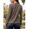 CUPSHE Tops for Women Crewneck Long Sleeve Shirt Ribbed Knit Puff Sleeve Blouse(Khaki)