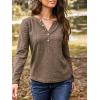 CUPSHE Tops for Women Crewneck Long Sleeve Shirt Ribbed Knit Puff Sleeve Blouse(Khaki)