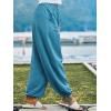 CUPSHE Women Baggy Wide Leg Pants High Waisted Loose Fit Trousers with Pockets Causal Vacation Outfits(Blue)
