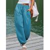 CUPSHE Women Baggy Wide Leg Pants High Waisted Loose Fit Trousers with Pockets Causal Vacation Outfits(Blue)