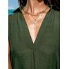 CUPSHE Women Basic Collar Cover-Up Dress V Neck Shirts Casual Summer Sleeveless Solid Cover Up Tops(Green)