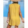 CUPSHE Women Basic Collar Cover-Up Dress V Neck Shirts Casual Summer Sleeveless Solid Cover Up Tops(Yellow)