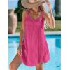 CUPSHE Women Bathing Suit Cover Up Spaghetti Straps Swim Beach Dresses Hollow Out Swimsuit Coverup 2026(Rose Pink)