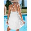 CUPSHE Women Bathing Suit Cover Up Spaghetti Straps Swim Beach Dresses Hollow Out Swimsuit Coverup 2026(White)