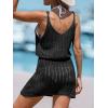 CUPSHE Women Bathing Suit Crochet Cover Up Hollow Out Swimsuit Beach Summer Dress Coverups 2025(Black)
