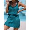 CUPSHE Women Bathing Suit Crochet Cover Up Hollow Out Swimsuit Beach Summer Dress Coverups 2025(Eucalyptus Blue)