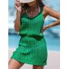 CUPSHE Women Bathing Suit Crochet Cover Up Hollow Out Swimsuit Beach Summer Dress Coverups 2025(Green)