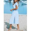 CUPSHE Women Beach Cover Up V Neck Short Sleeve Striped Midi Swimsuit Coverup Dress XS-XXL(Light Blue)