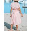 CUPSHE Women Beach Cover Up V Neck Short Sleeve Striped Midi Swimsuit Coverup Dress XS-XXL(Light Pink)
