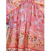 CUPSHE Women Casual Boho Sundress Summer Floral Print Tie Front Dress 3/4 Sleeves Paisley Beach Mini Dresses(Pink)
