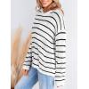 CUPSHE Women Casual Knit Sweater Drop Shoulder Long Sleeve Top Loose Fit Pullover Fall Sweaters(Stripe)