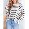CUPSHE Women Casual Knit Sweater Drop Shoulder Long Sleeve Top Loose Fit Pullover Fall Sweaters(Stripe)