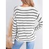 CUPSHE Women Casual Knit Sweater Drop Shoulder Long Sleeve Top Loose Fit Pullover Fall Sweaters(Stripe)