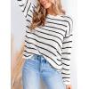 CUPSHE Women Casual Knit Sweater Drop Shoulder Long Sleeve Top Loose Fit Pullover Fall Sweaters(Stripe)