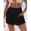 CUPSHE Women Coverup Shorts Smocked Waist High Rise Swimsuit Coverup Shorts with Side Pockets(Black)