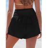 CUPSHE Women Coverup Shorts Smocked Waist High Rise Swimsuit Coverup Shorts with Side Pockets(Black)