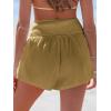 CUPSHE Women Coverup Shorts Smocked Waist High Rise Swimsuit Coverup Shorts with Side Pockets(Khaki)