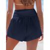 CUPSHE Women Coverup Shorts Smocked Waist High Rise Swimsuit Coverup Shorts with Side Pockets(Navy)