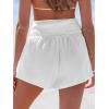 CUPSHE Women Coverup Shorts Smocked Waist High Rise Swimsuit Coverup Shorts with Side Pockets(White)