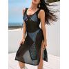 CUPSHE Women Crochet Swimsuit Cover Up Sleeveless Hollow Out Long Swimwear Coverup 2026 Split Mesh Beach Dress(Black)