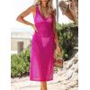 CUPSHE Women Crochet Swimsuit Cover Up Sleeveless Hollow Out Long Swimwear Coverup 2026 Split Mesh Beach Dress(Hot Pink)