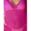 CUPSHE Women Crochet Swimsuit Cover Up Sleeveless Hollow Out Long Swimwear Coverup 2026 Split Mesh Beach Dress(Hot Pink)