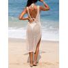 CUPSHE Women Crochet Swimsuit Cover Up Sleeveless Hollow Out Long Swimwear Coverup 2026 Split Mesh Beach Dress(Pink)