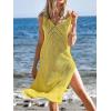 CUPSHE Women Crochet Swimsuit Cover Up Sleeveless Hollow Out Long Swimwear Coverup 2026 Split Mesh Beach Dress(Yellow)