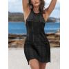 CUPSHE Women Crochet Swimwear Cover Up Summer Bathing Suit Beach Dress Vacation Outfits(Black)
