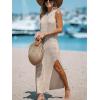 CUPSHE Women Cutout Bodycon Maxi Cover-Up Dress Crew Neck Sleeveless Cover Up Summer(Brown)