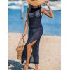 CUPSHE Women Cutout Bodycon Maxi Cover-Up Dress Crew Neck Sleeveless Cover Up Summer(Dark Blue)