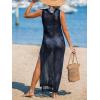 CUPSHE Women Cutout Bodycon Maxi Cover-Up Dress Crew Neck Sleeveless Cover Up Summer(Dark Blue)