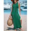 CUPSHE Women Cutout Bodycon Maxi Cover-Up Dress Crew Neck Sleeveless Cover Up Summer(Green)