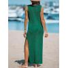 CUPSHE Women Cutout Bodycon Maxi Cover-Up Dress Crew Neck Sleeveless Cover Up Summer(Green)