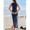 CUPSHE Women Cutout Bodycon Maxi Cover-Up Dress Crew Neck Sleeveless Cover Up Summer(Navy)