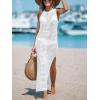 CUPSHE Women Cutout Bodycon Maxi Cover-Up Dress Crew Neck Sleeveless Cover Up Summer(White)
