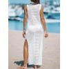 CUPSHE Women Cutout Bodycon Maxi Cover-Up Dress Crew Neck Sleeveless Cover Up Summer(White)