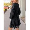 CUPSHE Women Elegant V Neck Lace Peasant Sleeve Mini Summer Dress Elastic High Waist A Line Casual Wedding Guest Dress(Black)