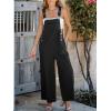 CUPSHE Women Fall Bib Overalls Cotton Adjustable Straps Wide Leg Square Neck Side Buttons Jumpsuit with Pockets(Black)