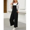CUPSHE Women Fall Bib Overalls Cotton Adjustable Straps Wide Leg Square Neck Side Buttons Jumpsuit with Pockets(Black)