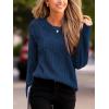 CUPSHE Women Fall Sweater Cable Knit Long Sleeve Crewneck Casual Winter Cozy Pullover Tops(Blue)