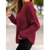 CUPSHE Women Fall Sweater Cable Knit Long Sleeve Crewneck Casual Winter Cozy Pullover Tops(Burgundy)