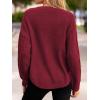 CUPSHE Women Fall Sweater Cable Knit Long Sleeve Crewneck Casual Winter Cozy Pullover Tops(Burgundy)
