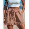 CUPSHE Women Lightweight Baggy Trendy Short Pants Wide Leg Drawstring Shorts Elastic Waist Casual with Pockets(Pink)