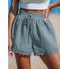 CUPSHE Women Lightweight Baggy Trendy Short Pants Wide Leg Drawstring Shorts Elastic Waist Casual with Pockets(Solid)