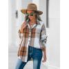 CUPSHE Women Long Sleeve Plaid Button Down Tops Casual V Neck Oversized Shirt Blouse(Multicoloured)
