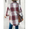 CUPSHE Women Long Sleeve Plaid Button Down Tops Casual V Neck Oversized Shirt Blouse(Red)