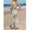 CUPSHE Women One Shoulder Summer Jumpsuit with Pocket Elastic Waist Tie Overall Wide Leg Casual Beach Holiday Romper(Tropical Mint)